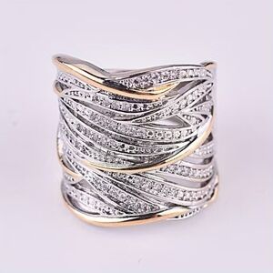 Elegant Silver & Gold Tone Glamorous Ring